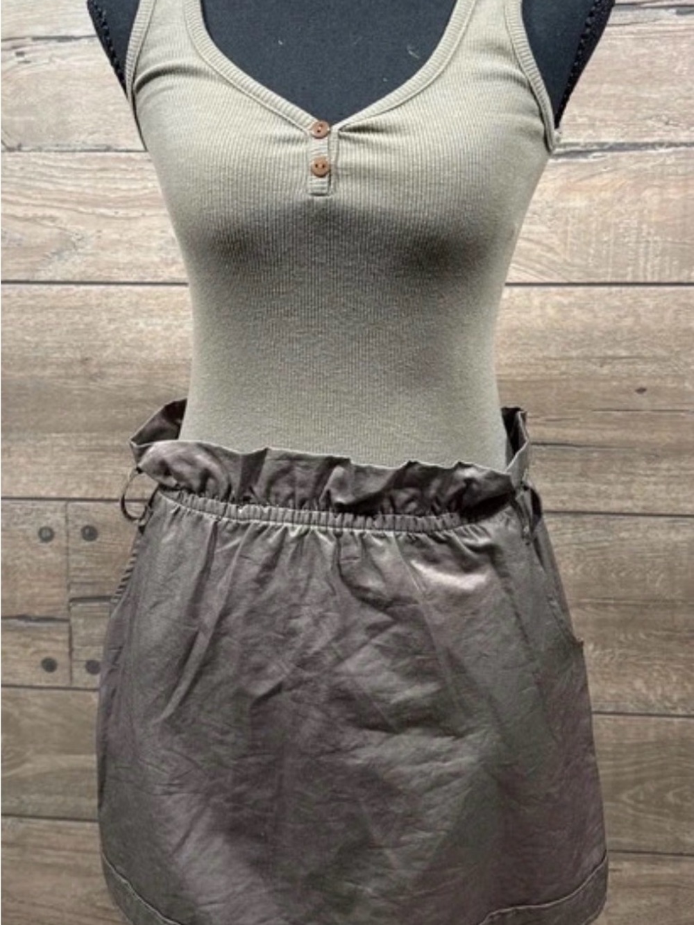 Women's Casual Elastic-Waist Brown Skirt